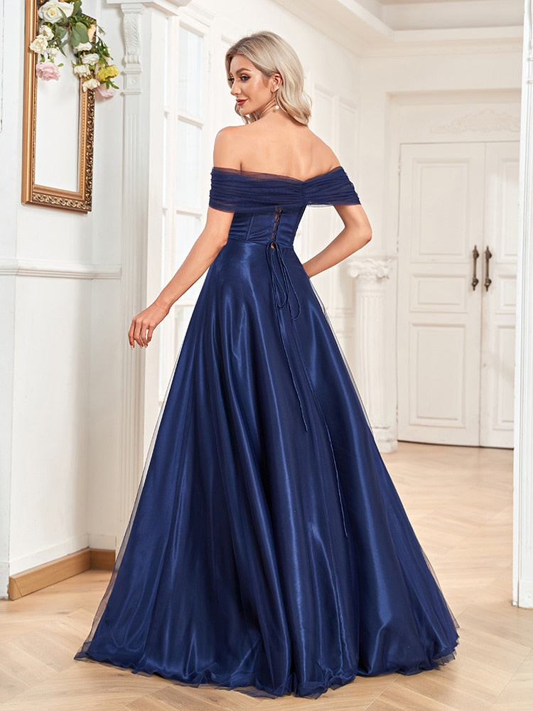Evening wear Dresses: Tulle Off Shoulder Bodycon Ruched Formal