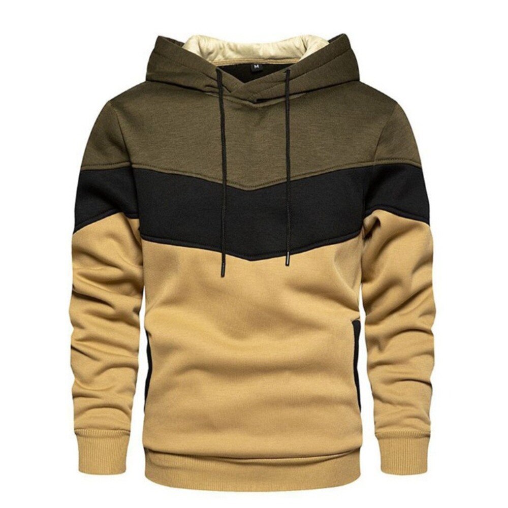 Men Fleece Sweater Panel Hoodie Casual Sports Sweater Jacket