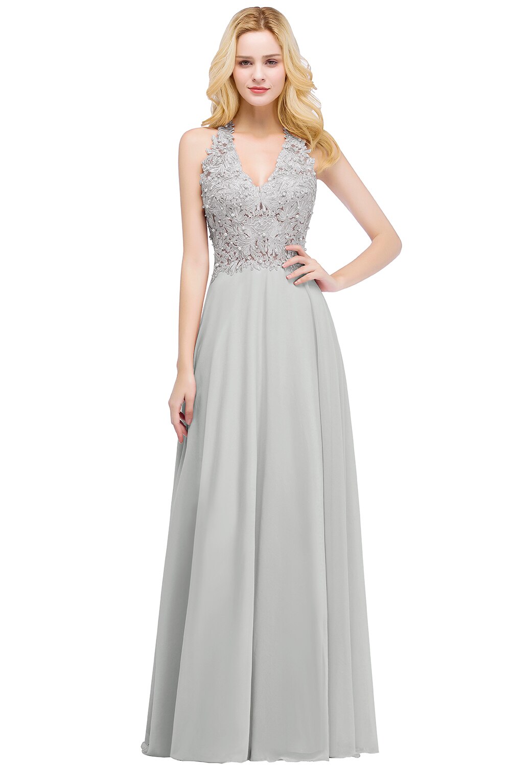 Homecoming Dresses: Prom Dress V Neckline Lace Appliques Crystal Stones Beads