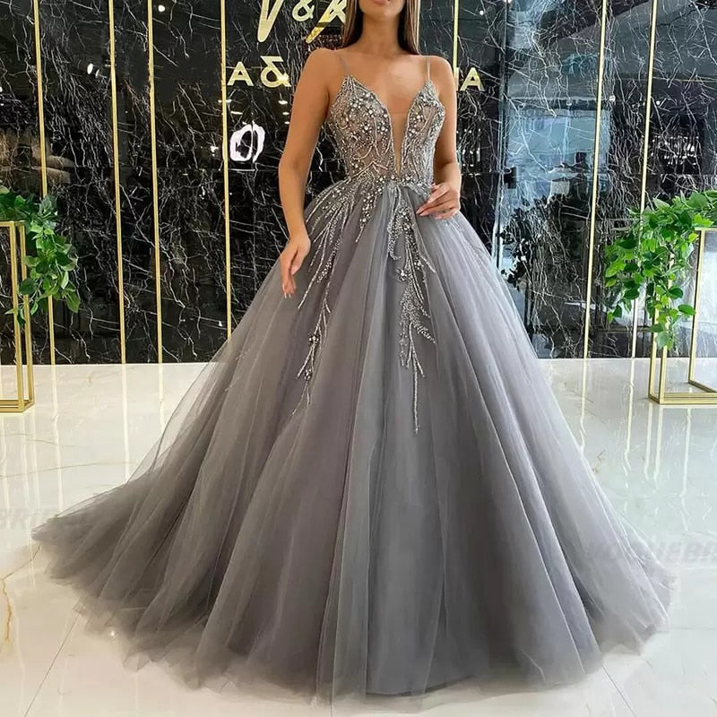 Evening wear Dresses: Evening Dresses Lace Sequined Beaded A Line Prom Dresses