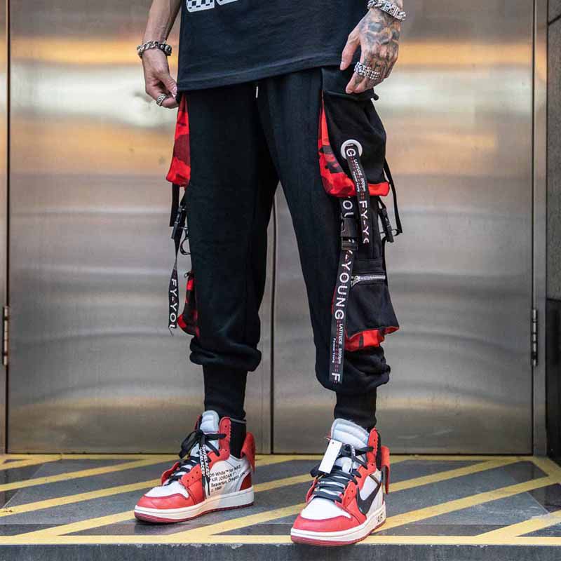 Fashion Chic Men Cargo Pants Streetwear Joggers High Street Techwear Man