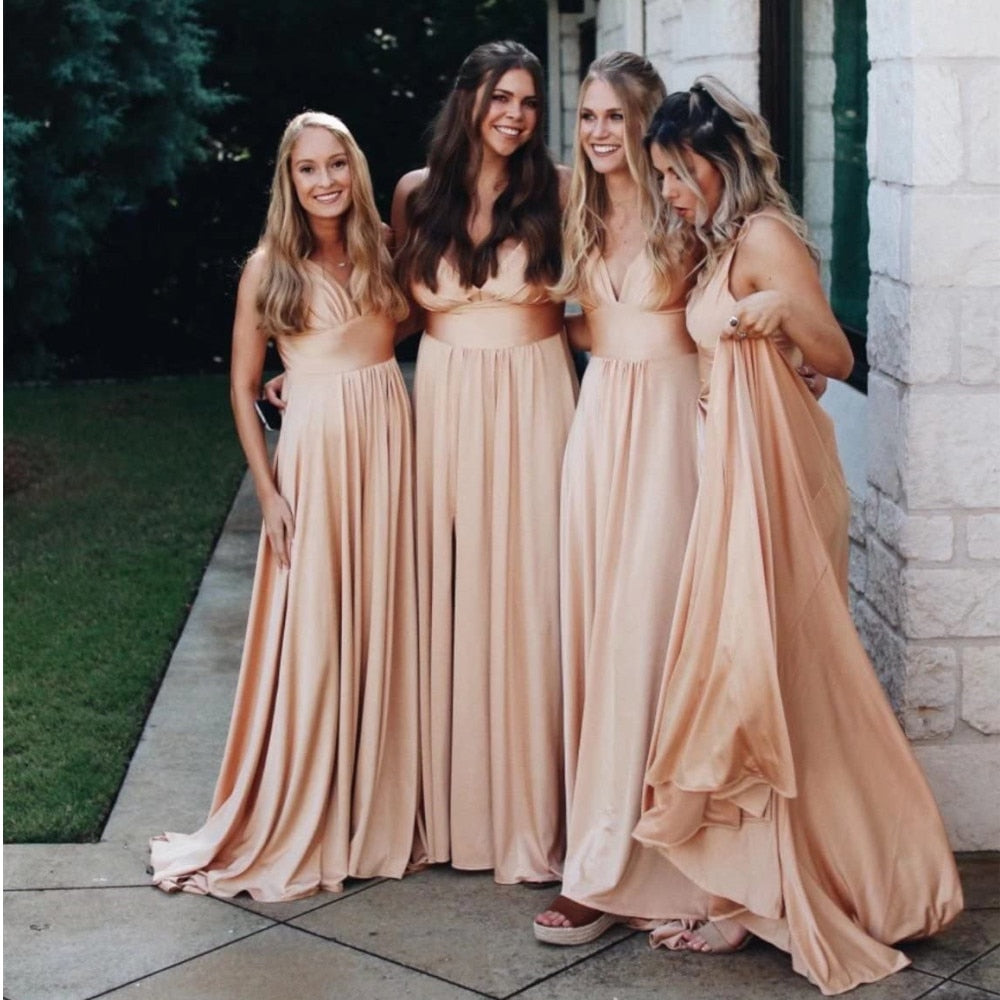 Homecoming Dresses: Pink Prom Dresses Sister Group Dresses Split V Neck Backless