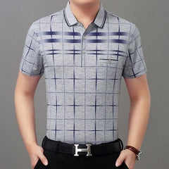 Polo Shirt Men Short Sleeve Polos Shirts Plaid Slim Fit Mens Pol