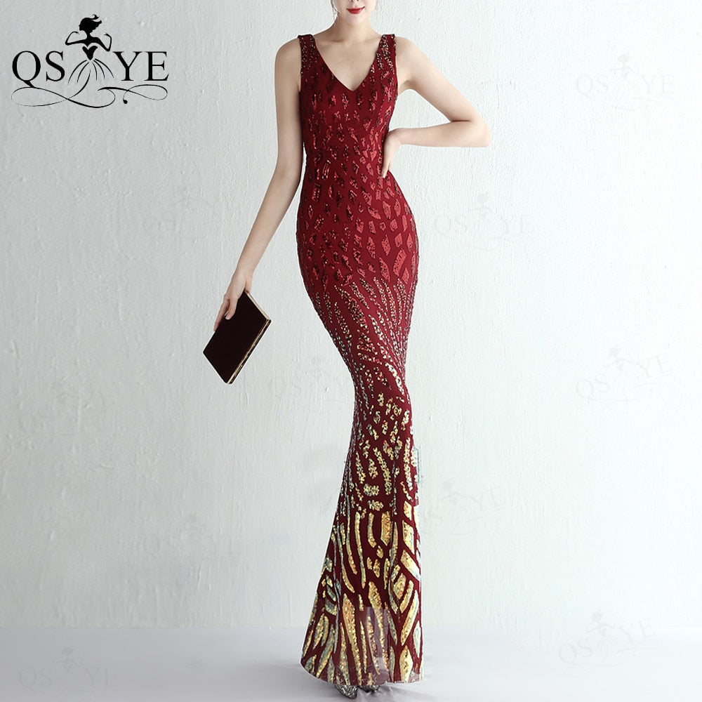 Homecoming Dresses: Prom Dresses Unique Pattern Sequin Lace Evening Gown