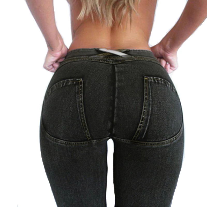 Low Waist for Women Skinny Push up Jeans Slim Fit Mid Rise Fitness Shapewear