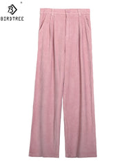 Women Casual Loose Corduroy Wide Leg Pants Fashion Full Length Trousers