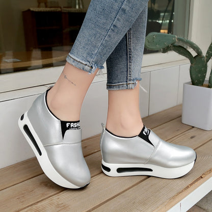 Fashion Shoes Women Sneakers Spring Autumn Women Pu Flat Thick Bottom Shoes