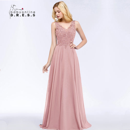 Homecoming Dresses: Pink Prom Dress V Neckline Lace Appliques Crystal Stones Beads