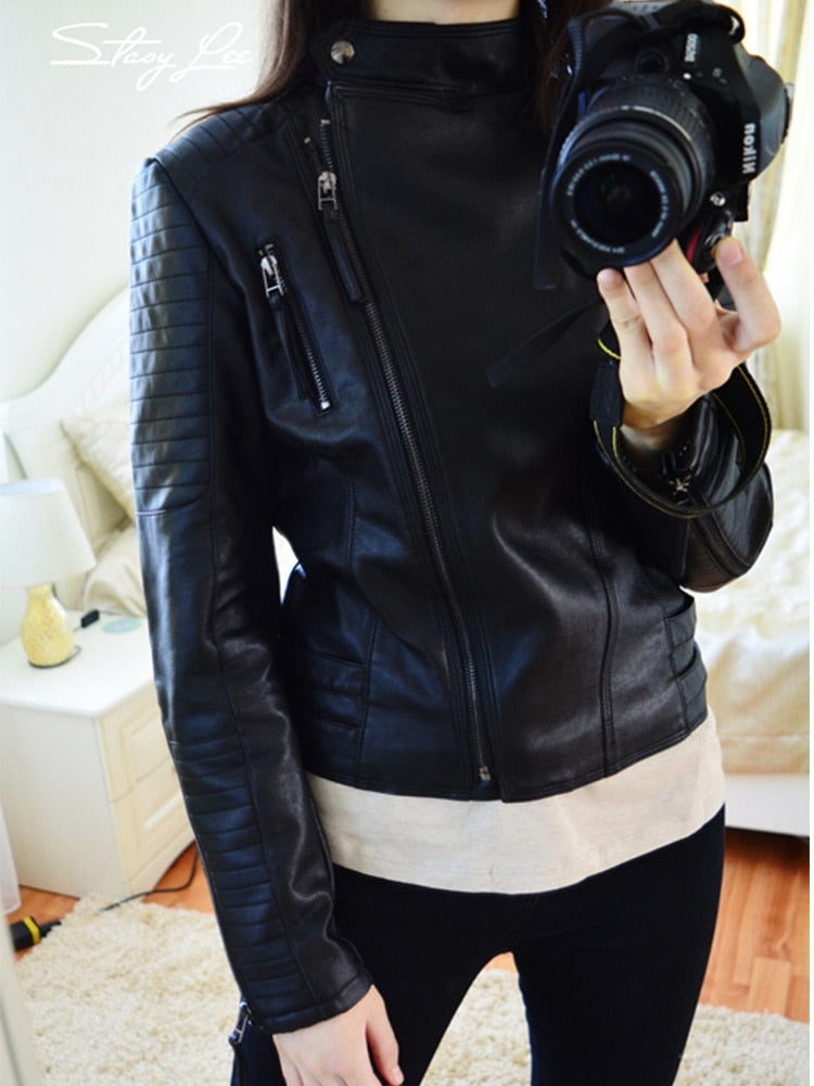 Spring Autumn Women Punk Leather Jacket PU Faux Leather Jackets