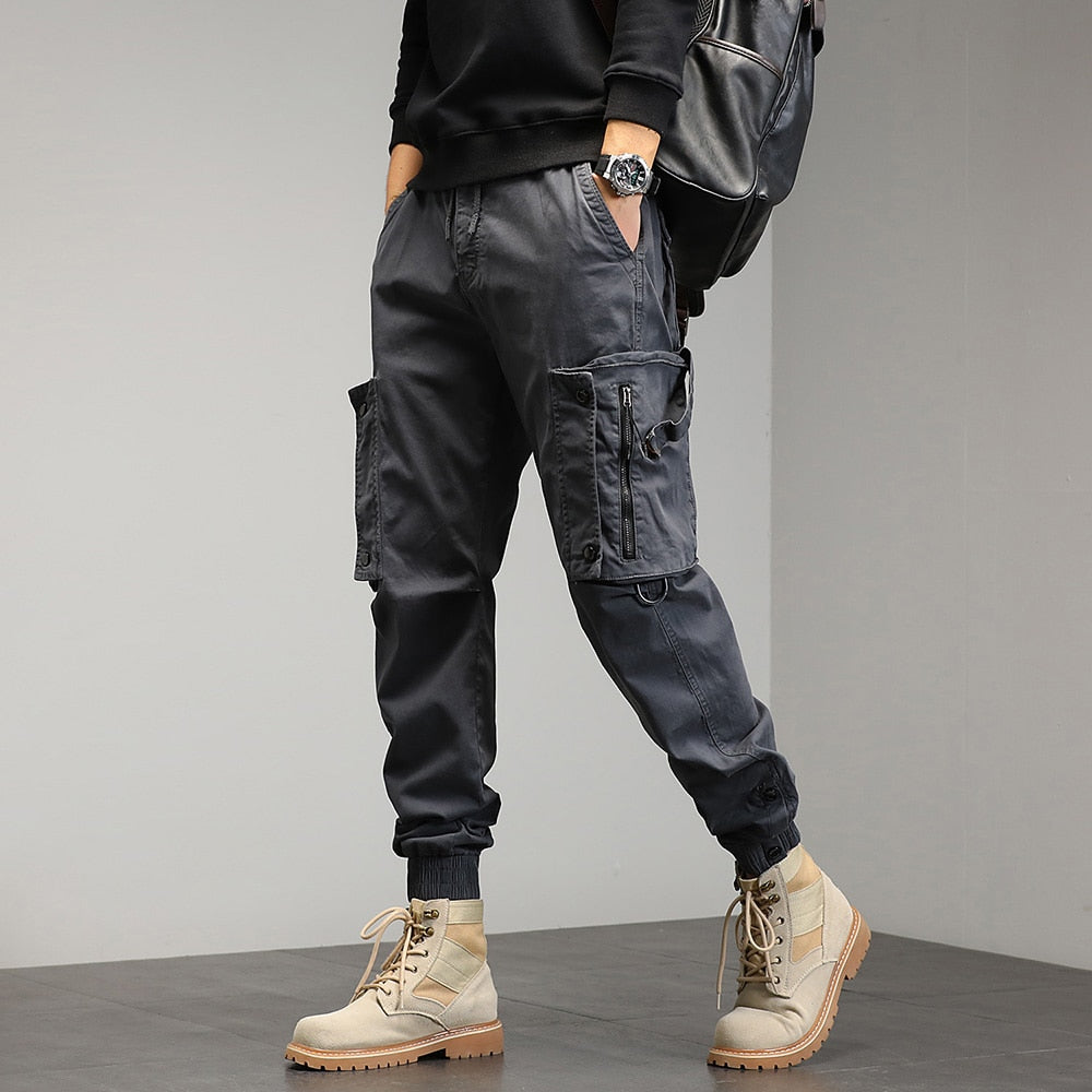 Single Road Mens Cargo Pants Men Techwear Baggy Button Hip Hop
