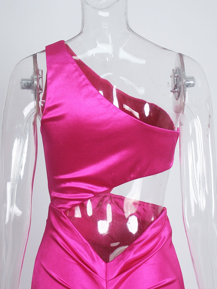 Homecoming Dresses: One Shoulder Bandage Sleeveless Bodycon Satin Stretch