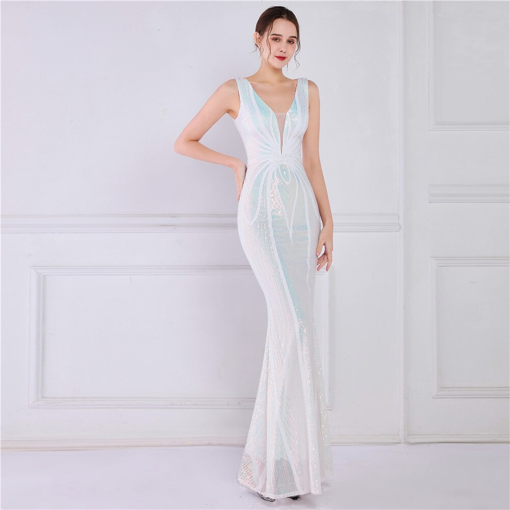 Evening wear Dresses: Mermaid Evening Dress Luxury Sequin Party Maxi Dress