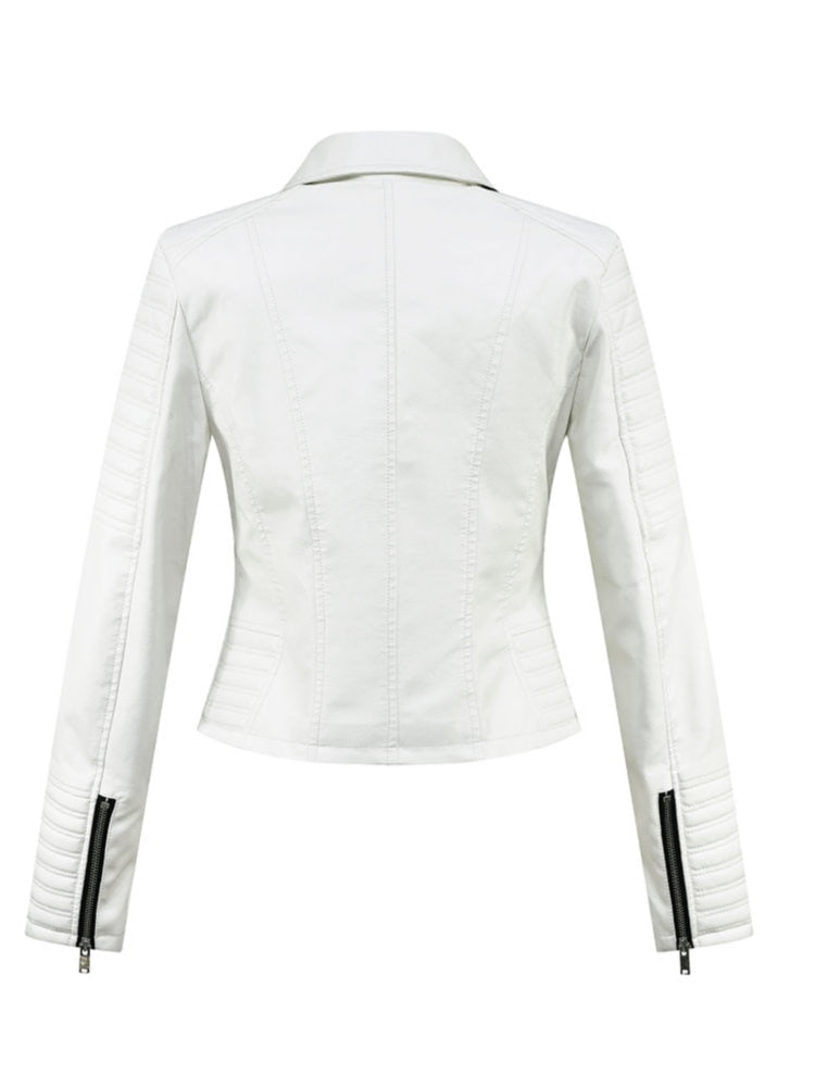 Fashion Women Autumn Winter Motorcycle Faux Leather Jackets Lady Long Coats