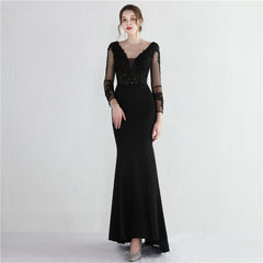 Evening wear Dresses: Evening Dress with Appliques Full Sleeves Party Maxi