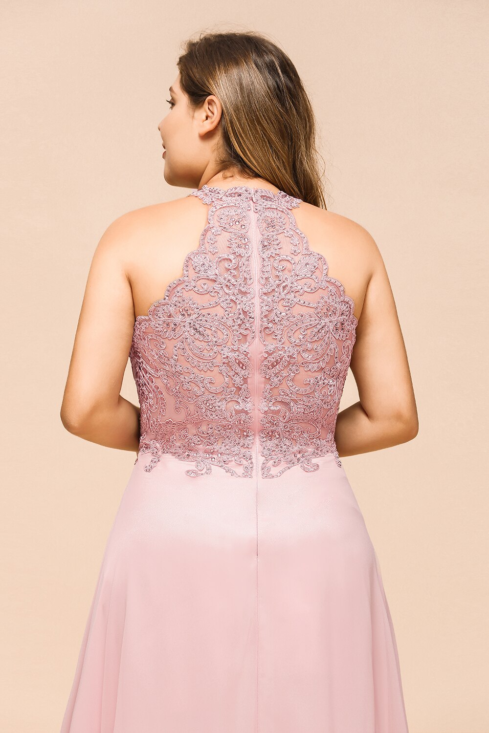 Homecoming Dresses: Prom Dress Halter Neck Bodice Layered in Embroidered