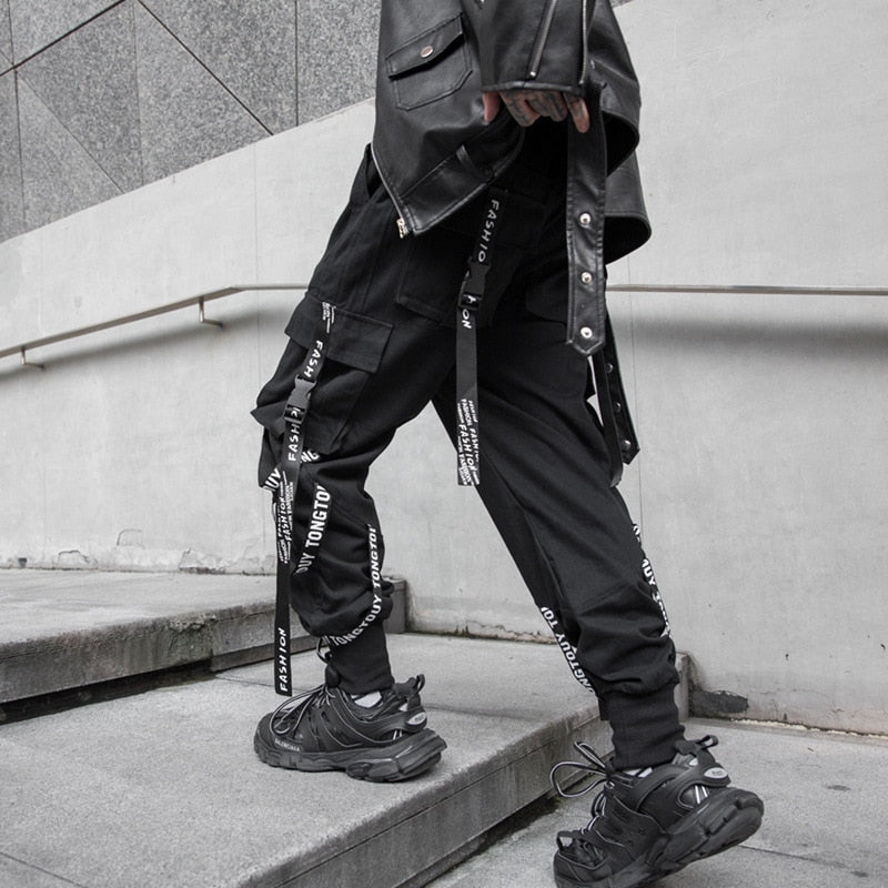 Fashion Chic Men Cargo Pants Streetwear Joggers High Street Techwear Man