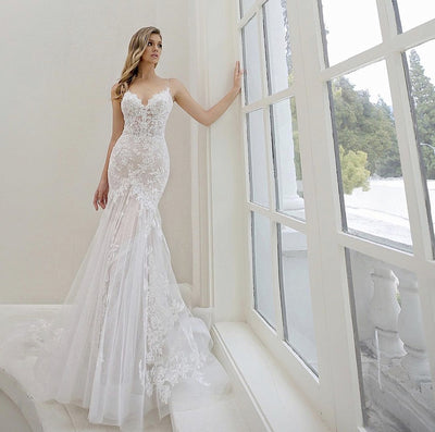 Lace Appliques Mermaid Wedding Dress