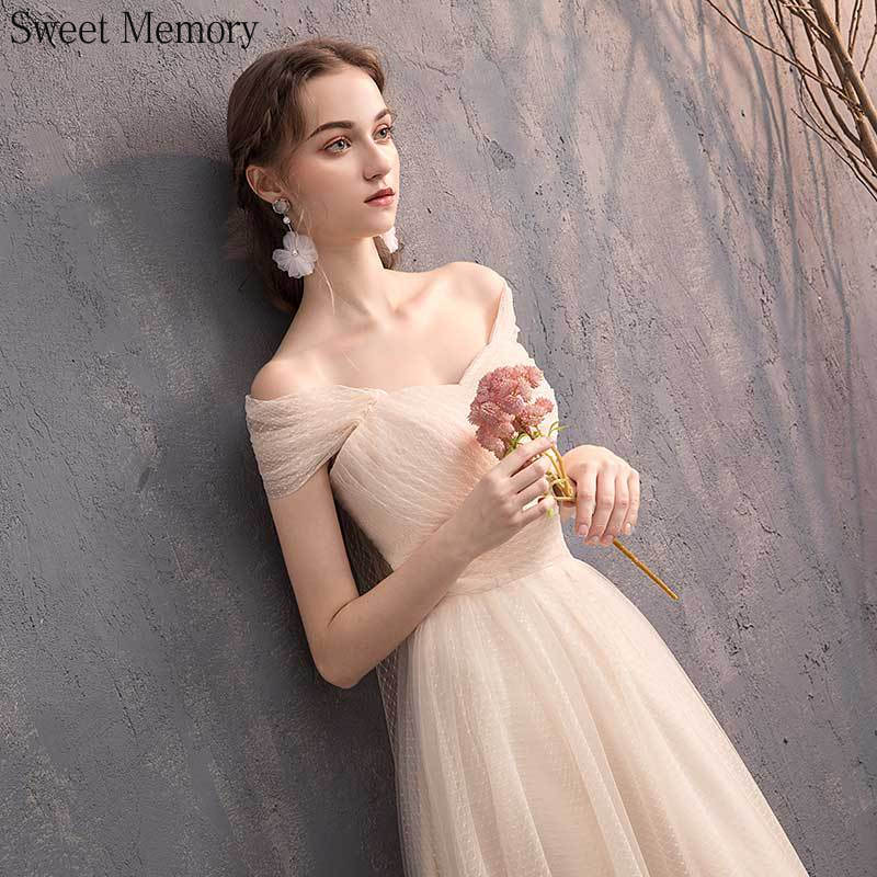 Homecoming Dresses: Long Light Cream Champagne Prom Dresses Tulle Formal Gown