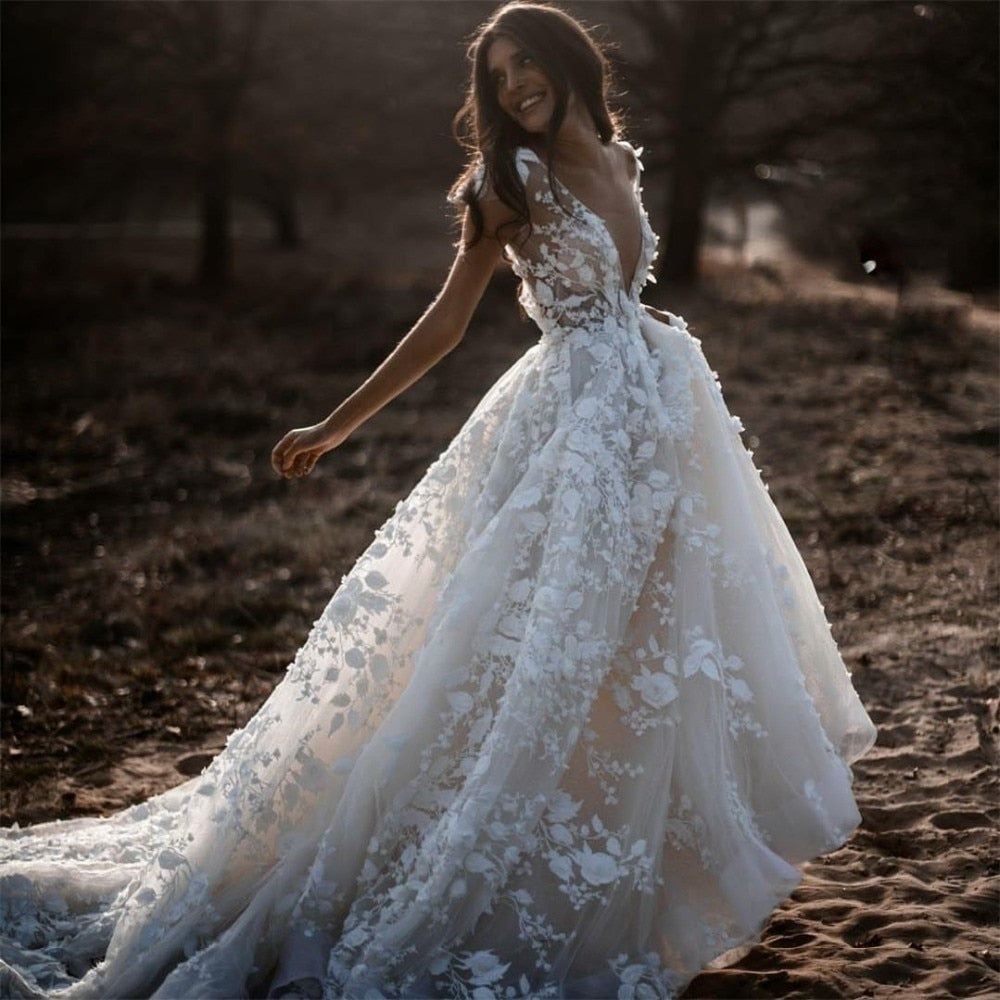 White Bridesmaid Dresses: Bohemian Wedding Dress Short Sleeve