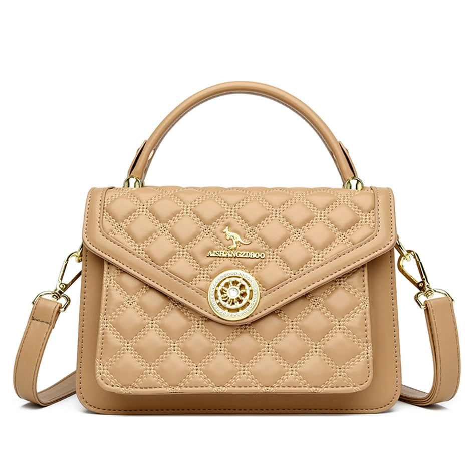 Luxury Women 3 Layers Handbags High Quality Designer Soft Leather Crossbody