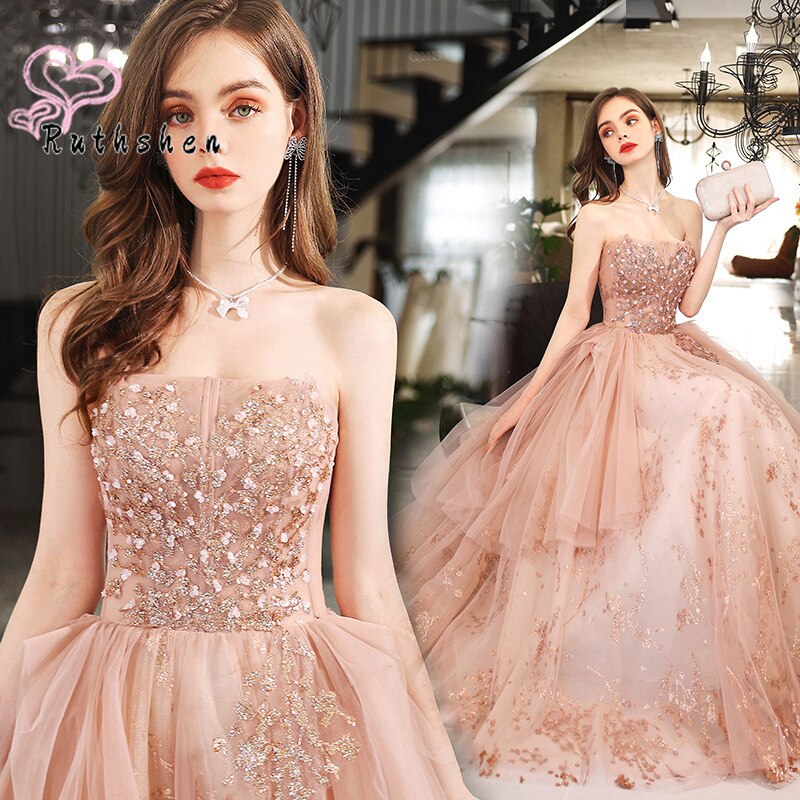Homecoming Dresses: Prom Dresses Bling Bling Lace Appliques Evening Gown Pink