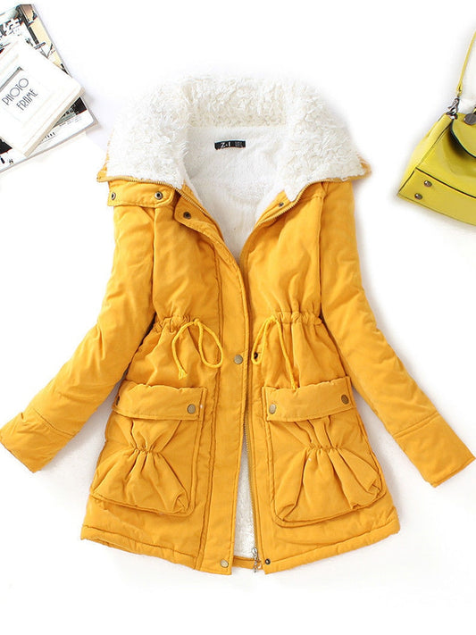 Winter Cotton Coat Women Slim Snow Outwear Medium-long Wadded Jacket