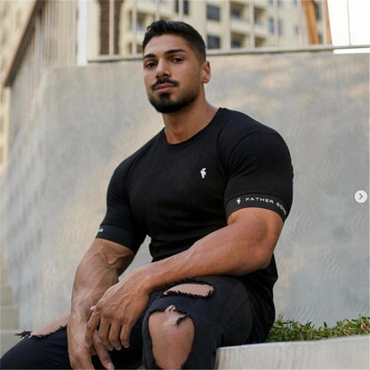 T-shirt Men Short sleeve T-shirt Casual Slim t shirt Male Fitness Bodybuilding