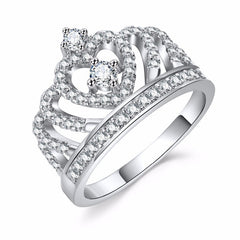 CC Women Rings Queen Crown Jewelry White Gold Plated Wedding Accessories