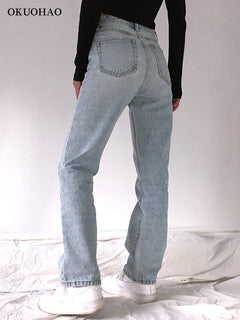 High Waist Baggy Jeans Women Casual Straight Leg Loose Pants Mom Jean