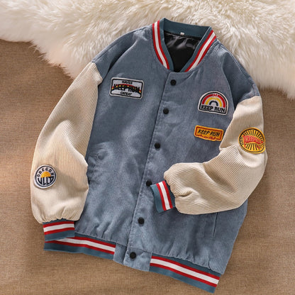 Men Baseball Jackets Spring Autumn New Embroidered Letters Corduroy