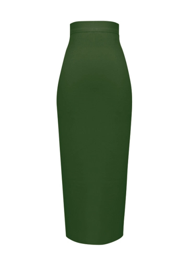Women Candy Color Neon Green Pink Orange Yellow Pink Midi Knee Length