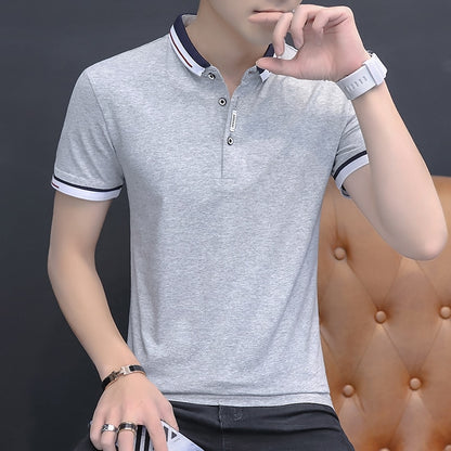 summer casual polo shirt men short sleeve turn down collar slim fit