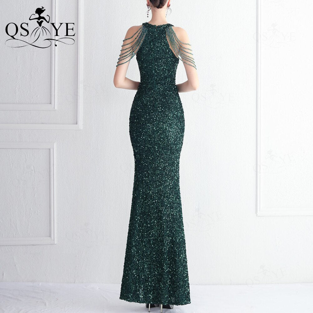 Homecoming Dresses: Prom Dresses Beadings Shoulder Straps Sequin Evening Gown