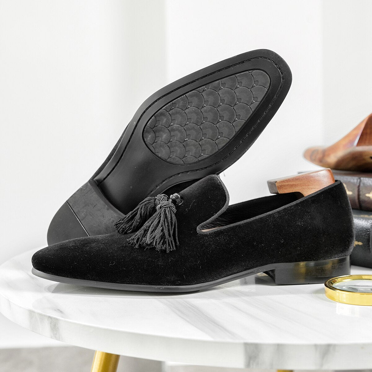Fashion Luxury Elegant Dress Slip On Pointed Tassel Loafer Casual Shoes Wedding Party Office Footwear