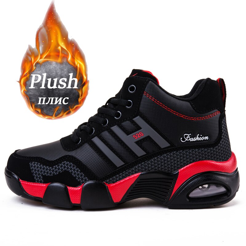 Winter Leather Boots Men Waterproof Men Sneakers Warm Trekking Work