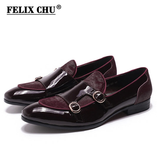 Mens Wedding Loafers Gentlemen Party Dress Shoes Patent Leather with Horse