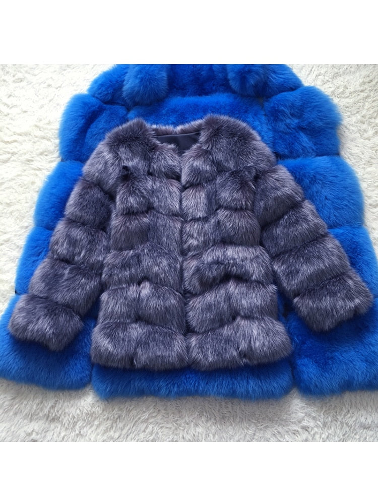 Luxury Splicing Long Fur Coat Women Thick Warm Winter