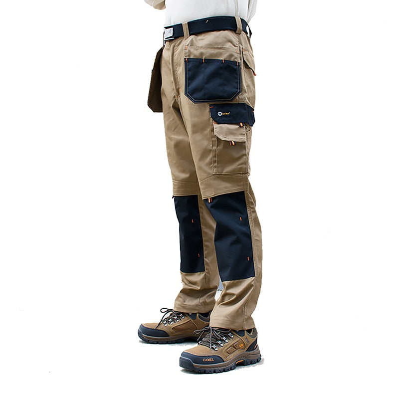 Men Multi-Pocket Cargo Pants Outdoor Safari Style Straight Working