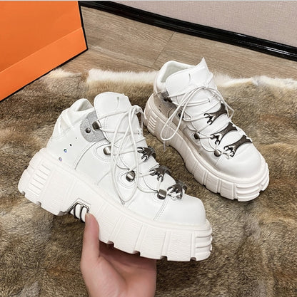 Punk Style Women Sneakers Lace-up 6 CM Platform Shoes Woman Creepers