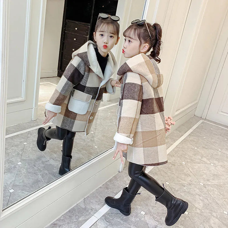Fashion Girls clothing Jackets Autumn Winter parka Clothes Medium Long coat