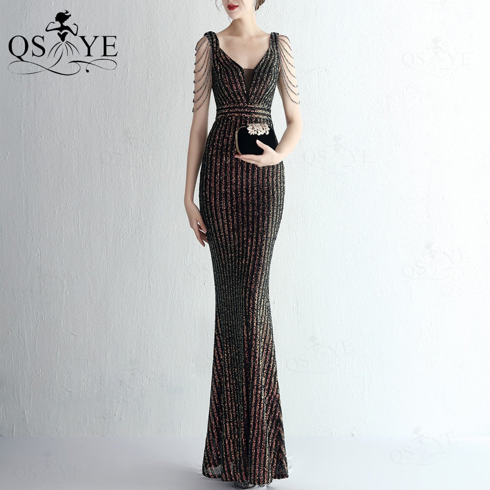 Homecoming Dresses: Prom Dresses V Neck Fitted Evening Gown Beading