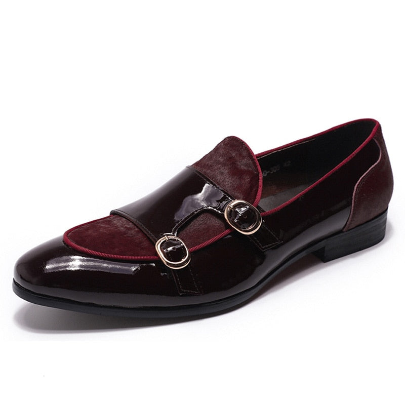 Mens Wedding Loafers Gentlemen Party Dress Shoes Patent Leather with Horse