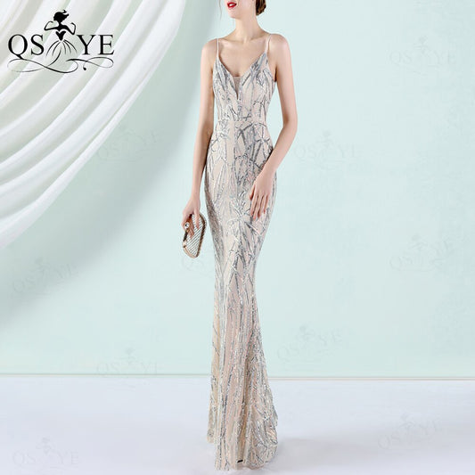 Homecoming Dresses: Prom Dresses Spaghetti Straps V neck Mermaid Evening