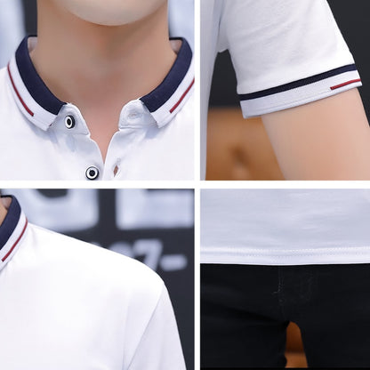 summer casual polo shirt men short sleeve turn down collar slim fit