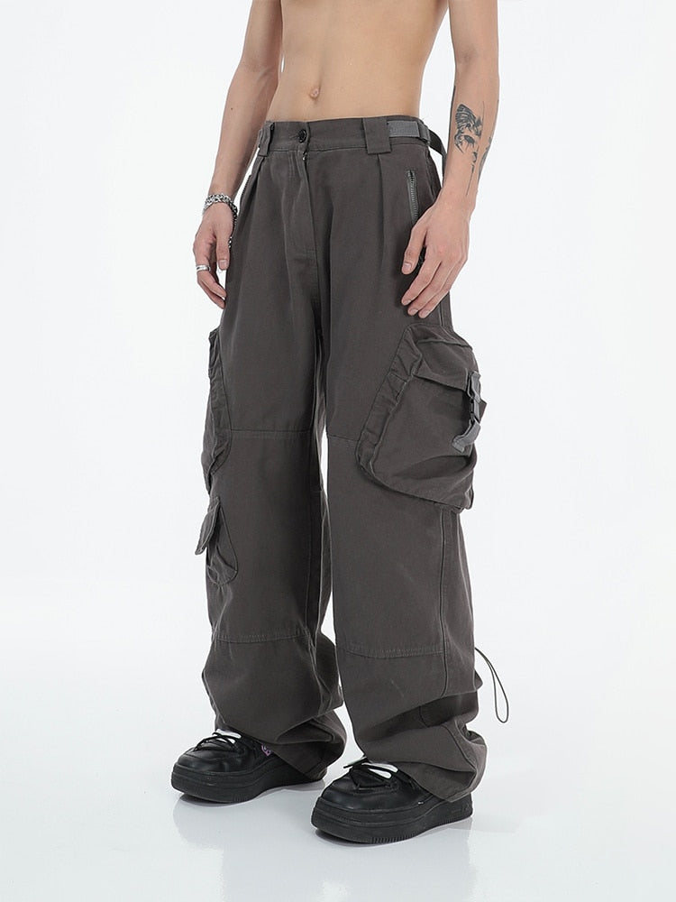 American street fashion big pocket overalls trousers loose casual design