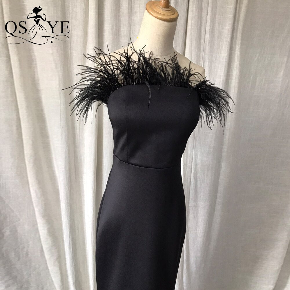 Homecoming Dresses: Prom Dresses Ostrich Feather Stretch Mermaid Evening Gown