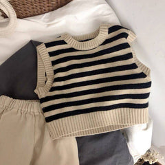 Children Striped Jacquard Vest Knitted Vest Baby Sweater