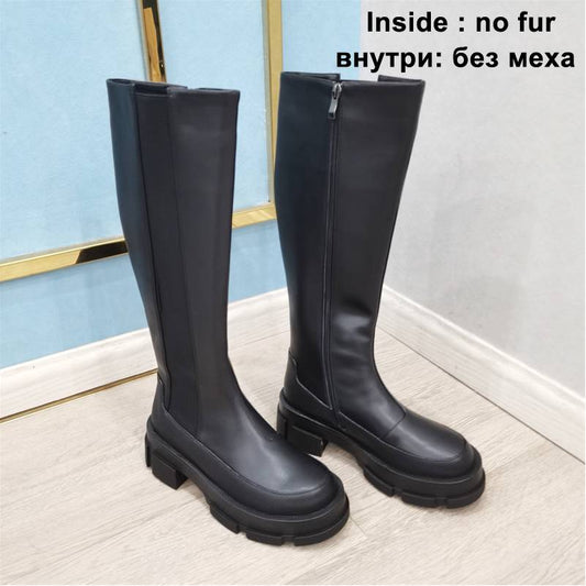 Ins Designer Women Knee high Boots Genuine Leather Riding Boots