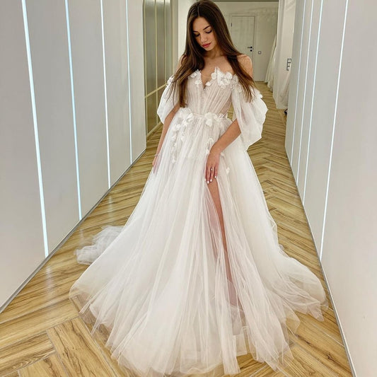 White Bridesmaid Dresses: Wedding Dresses Appliques Off Shoulder Bride Dress Floor