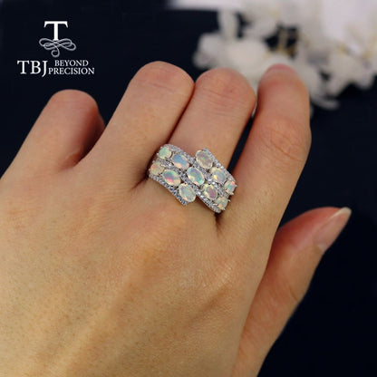 colorful natural opal cut oval 3*5mm women ring 925 sterling silver fine jewelry